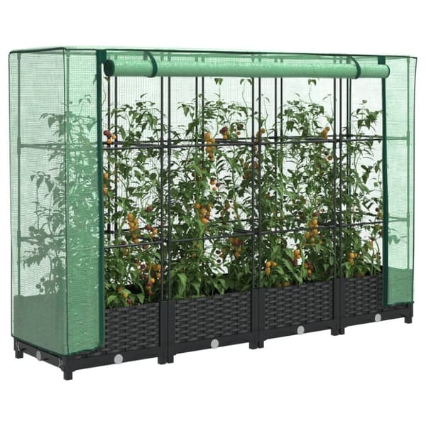 vidaXL højbed med drivhusovertræk 160x40x123 cm rattan-look