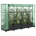 Miniatyrbillede 2 af 10: vidaXL højbed med drivhusovertræk 160x40x123 cm rattan-look