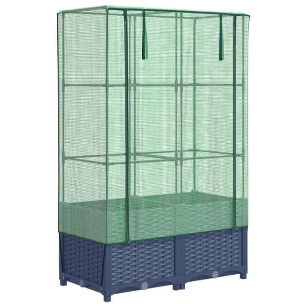 vidaXL højbed med drivhusovertræk 80x40x138 cm rattan-look