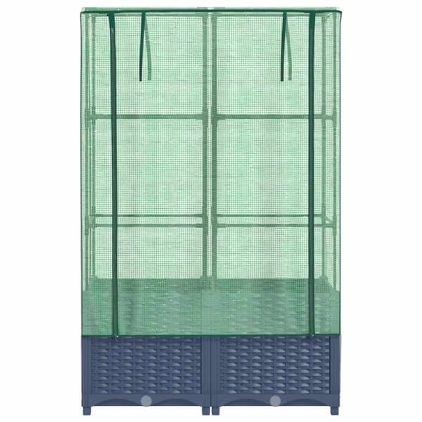 vidaXL højbed med drivhusovertræk 80x40x138 cm rattan-look