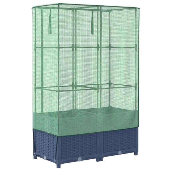 vidaXL højbed med drivhusovertræk 80x40x138 cm rattan-look