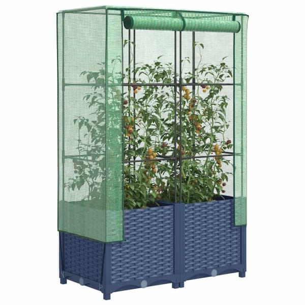 vidaXL højbed med drivhusovertræk 80x40x138 cm rattan-look