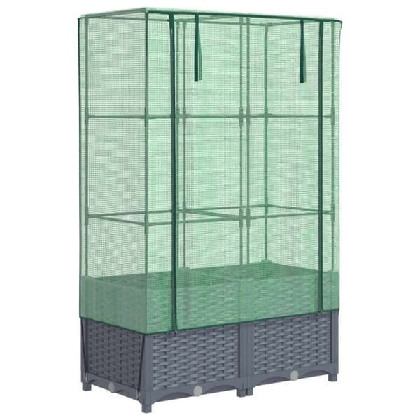 vidaXL højbed med drivhusovertræk 80x40x138 cm rattan-look