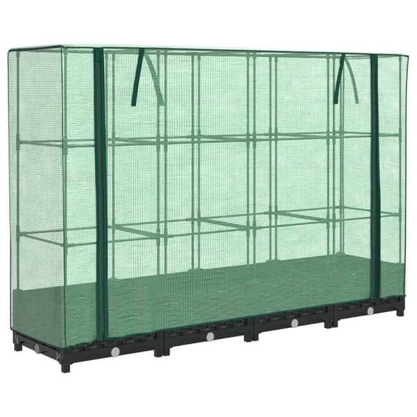 vidaXL Odlingslåda med växthusöverdrag rottinglook 160x40x123 cm