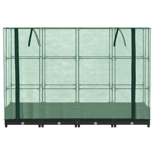 vidaXL Odlingslåda med växthusöverdrag rottinglook 160x40x123 cm