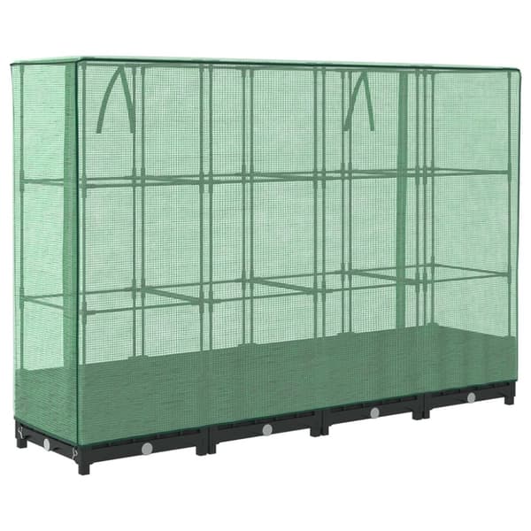 vidaXL Odlingslåda med växthusöverdrag rottinglook 160x40x123 cm