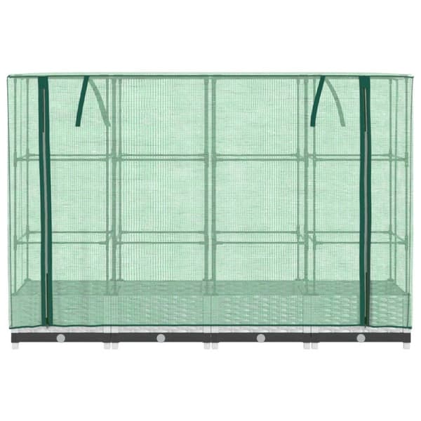 vidaXL Odlingslåda med växthusöverdrag rottinglook 160x40x123 cm