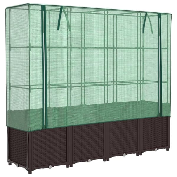 vidaXL højbed med drivhusovertræk 160x40x153 cm rattan-look