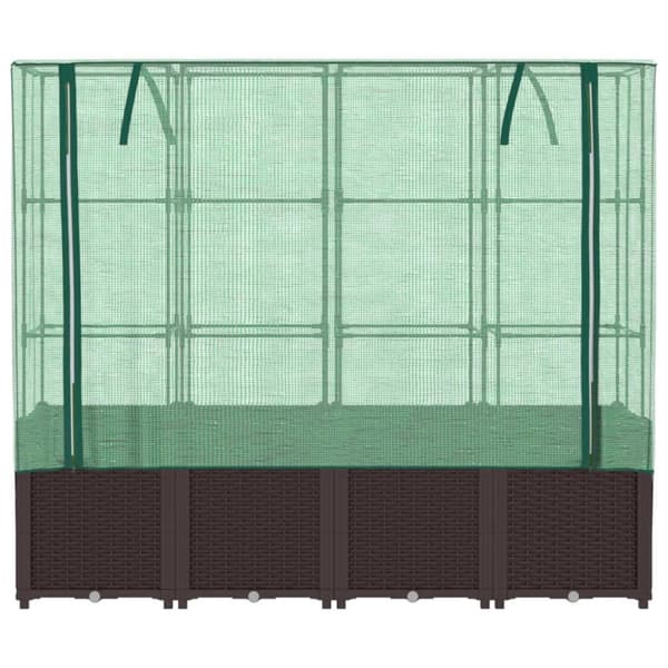 vidaXL højbed med drivhusovertræk 160x40x153 cm rattan-look