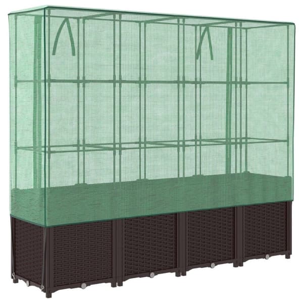 vidaXL højbed med drivhusovertræk 160x40x153 cm rattan-look