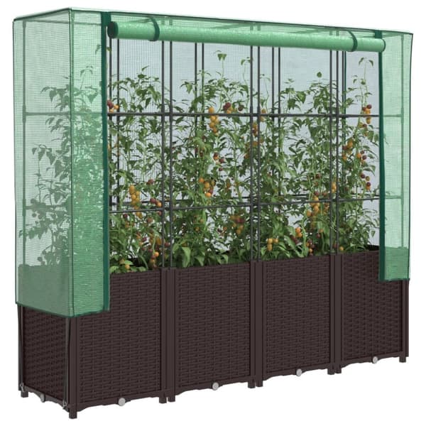 vidaXL højbed med drivhusovertræk 160x40x153 cm rattan-look