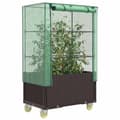 Miniatyrbillede 2 af 10: vidaXL højbed med overtræk og hjul 80x50x182 cm rattan-look