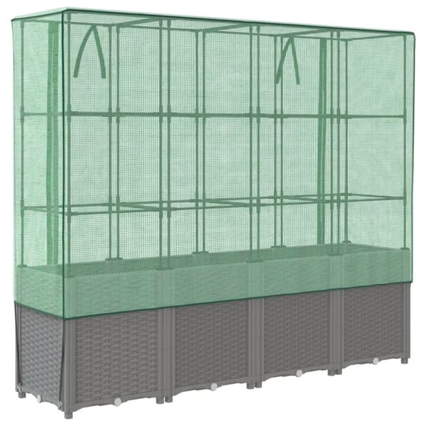 vidaXL højbed med drivhusovertræk 160x40x153 cm rattan-look