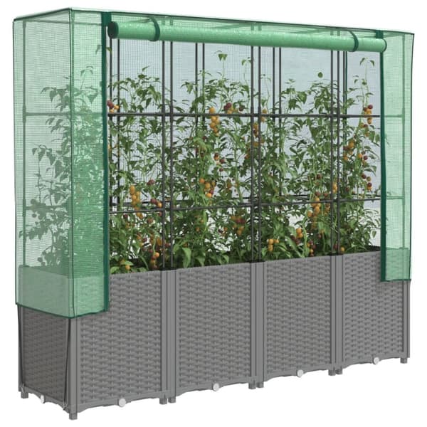 vidaXL højbed med drivhusovertræk 160x40x153 cm rattan-look