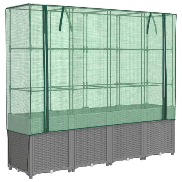 vidaXL højbed med drivhusovertræk 160x40x153 cm rattan-look