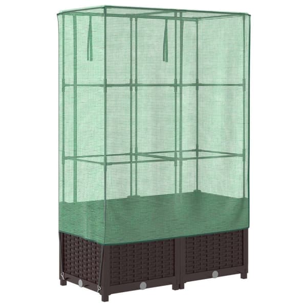 vidaXL højbed med drivhusovertræk 80x40x138 cm rattan-look