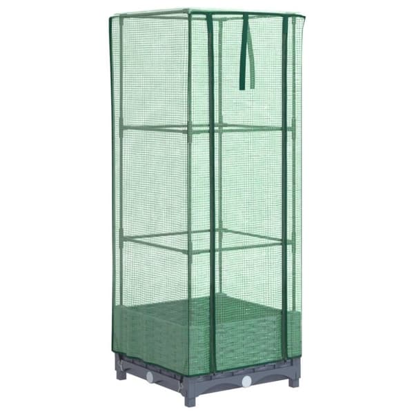 vidaXL højbed med drivhusovertræk 40x40x123 cm rattan-look