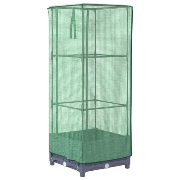 vidaXL højbed med drivhusovertræk 40x40x123 cm rattan-look