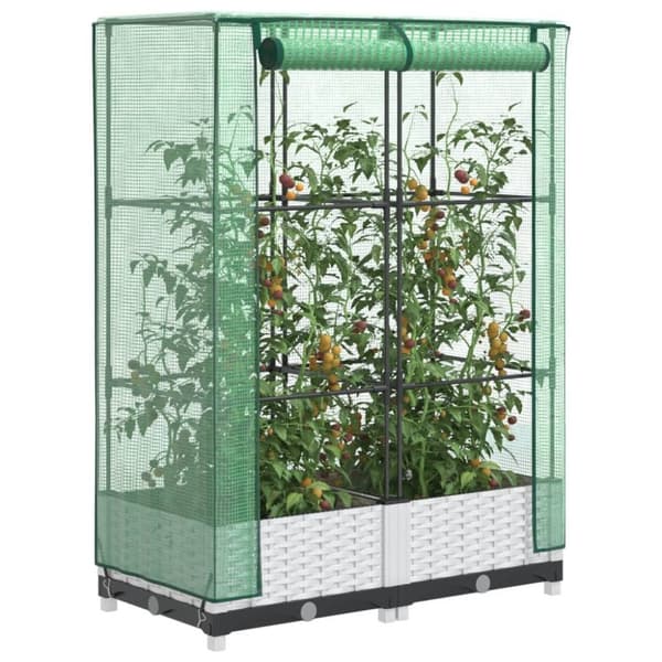 vidaXL højbed med drivhusovertræk 80x40x123 cm rattan-look