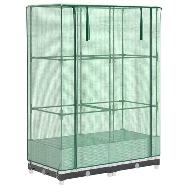 vidaXL højbed med drivhusovertræk 80x40x123 cm rattan-look