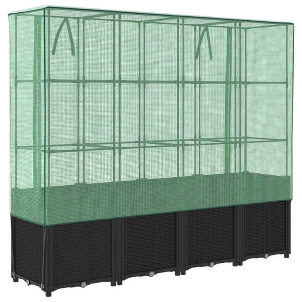 vidaXL højbed med drivhusovertræk 160x40x153 cm rattan-look