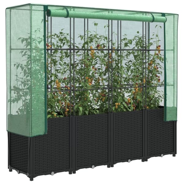 vidaXL højbed med drivhusovertræk 160x40x153 cm rattan-look