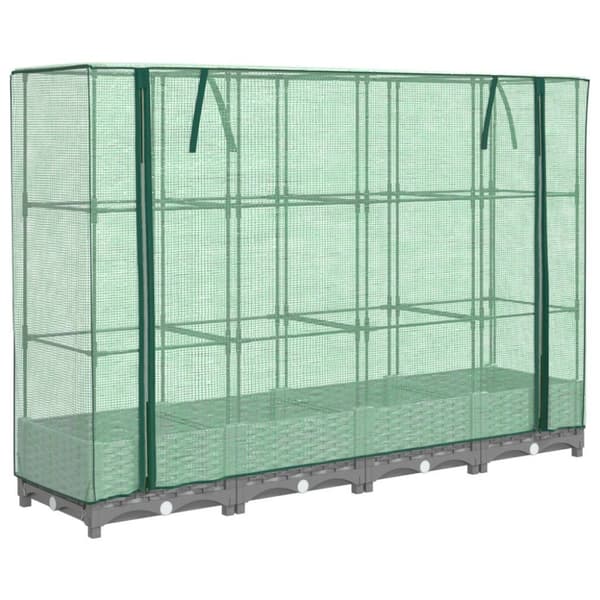 vidaXL højbed med drivhusovertræk 160x40x123 cm rattan-look