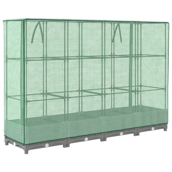 vidaXL højbed med drivhusovertræk 160x40x123 cm rattan-look