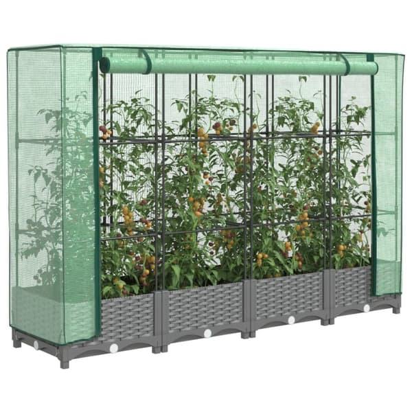 vidaXL højbed med drivhusovertræk 160x40x123 cm rattan-look