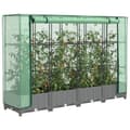 Miniatyrbillede 2 af 10: vidaXL højbed med drivhusovertræk 160x40x123 cm rattan-look