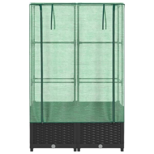 vidaXL højbed med drivhusovertræk 80x40x138 cm rattan-look