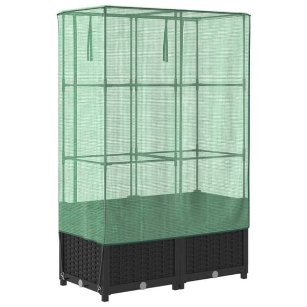 vidaXL højbed med drivhusovertræk 80x40x138 cm rattan-look