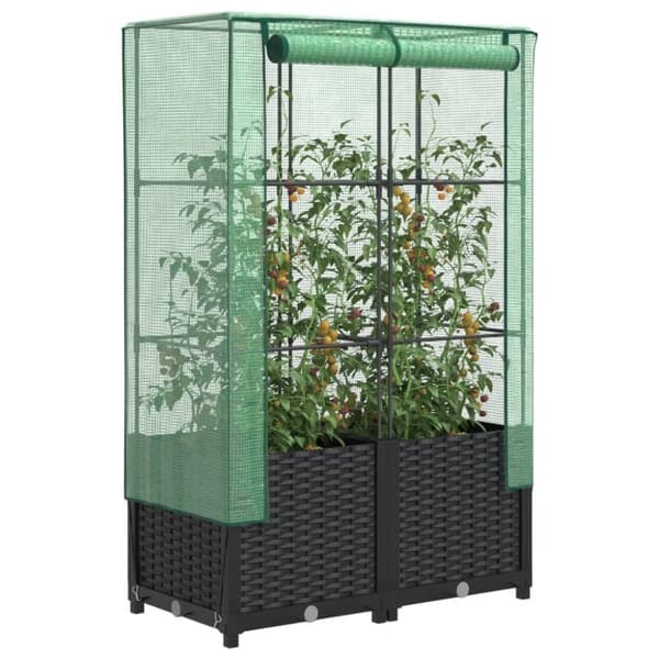 vidaXL højbed med drivhusovertræk 80x40x138 cm rattan-look