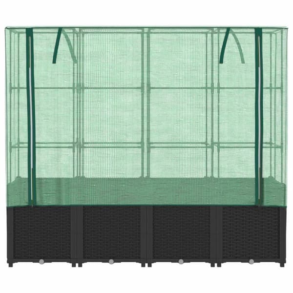 vidaXL Odlingslåda med växthusöverdrag rottinglook 160x40x153 cm