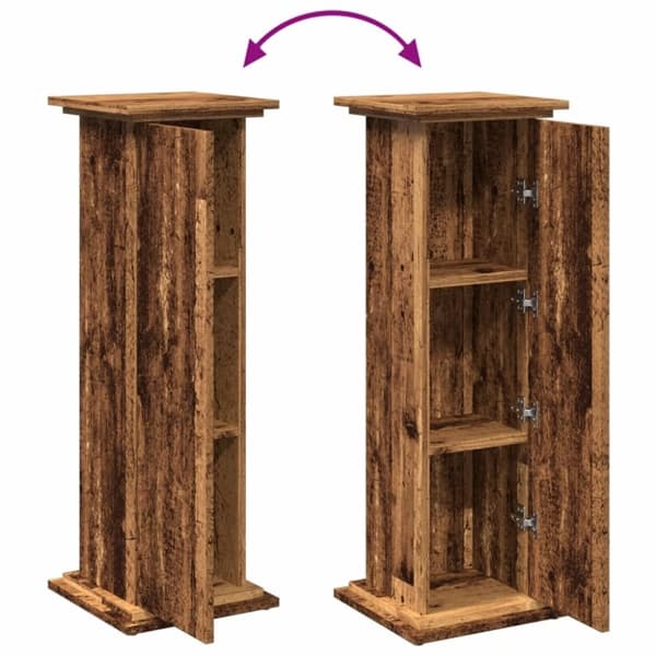 vidaXL Piedestal med förvaring åldrat trä 31x30x90 cm konstruerat trä