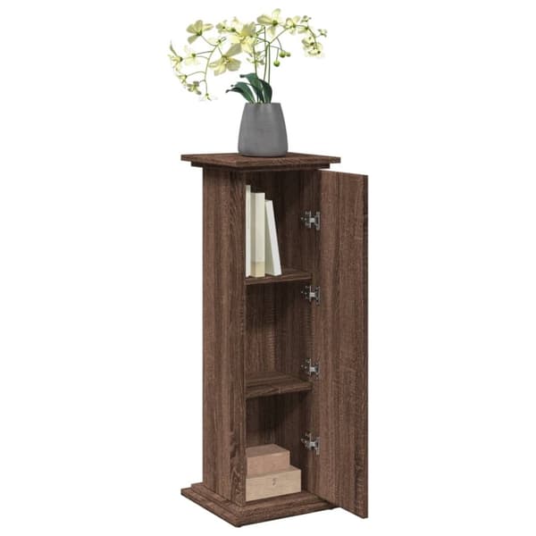 vidaXL piedestal med opbevaring 31x30x90 cm konstrueret træ brun eg