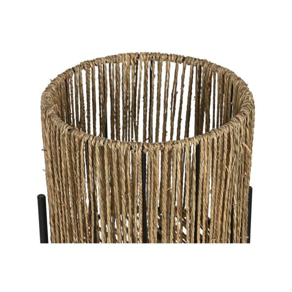 Set med planteringskärl Home ESPRIT Svart Metall Fibrer 23 x 23 x 76,5 cm