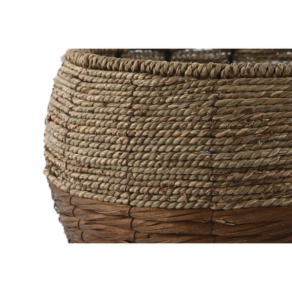 Kukkaruukkusetti Home ESPRIT Luonnollinen Metalli Kuitu Trooppinen 32 x 32 x 23 cm