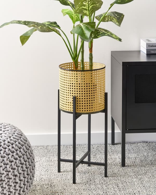 Blomsterpotte med stativ Beige Metall 25 x 25 x 60 cm Innendørs Moderne Industriell