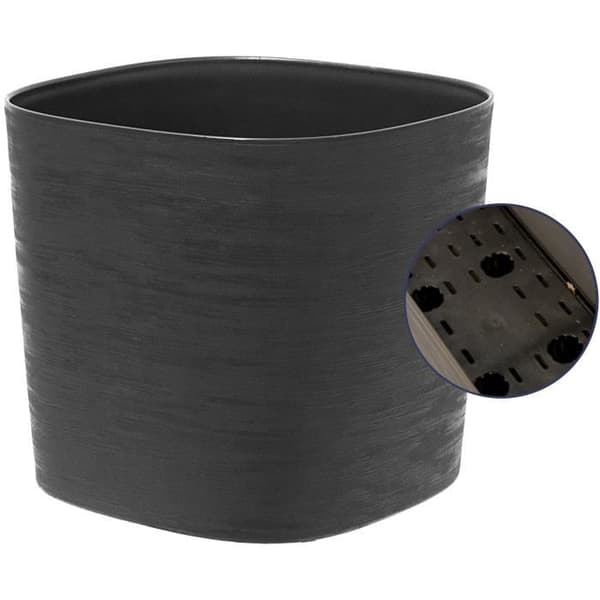 Kruka med vattenreserv - GARDEN ID Respect - Black-Anth 20 x 20 cm - 100% hushållsavfall - 100% återvinningsbart - Strukturerad yta.