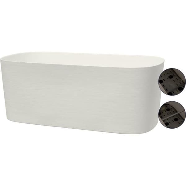 Planteringskärl med vattenreserv - GARDEN ID Respect - Vit 50 x 17 cm - 100% hushållsavfall - 100% återvinningsbart - Strukturerad yta.