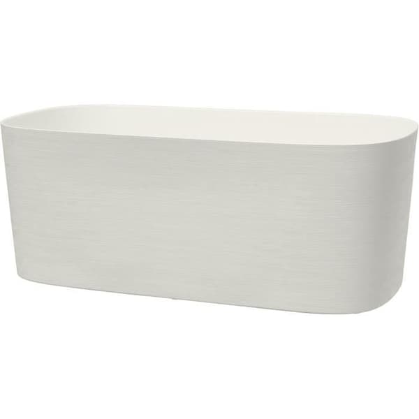 Planteringskärl med vattenreserv - GARDEN ID Respect - Vit 50 x 17 cm - 100% hushållsavfall - 100% återvinningsbart - Strukturerad yta.