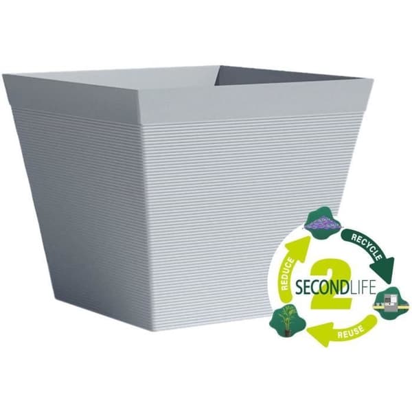 Fyrkantig kruka - GARDEN ID - Green Care Impact Blågrå - 39 x 33 cm - 10 års garanti - 100 % återvunnen - UV/gelbeständig