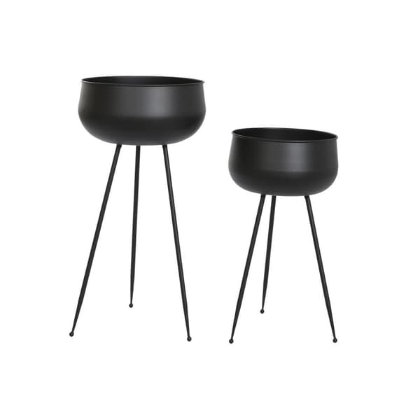 Set med planteringskärl DKD Home Decor 34 x 34 x 70 cm Svart Metall
