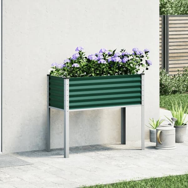 vidaXL Puutarhakukkalaatikko vihreä 100x41x90 cm teräs