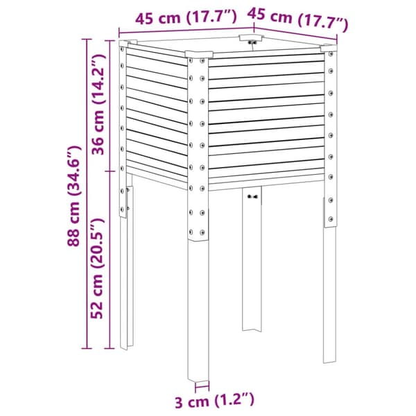 vidaXL Plantekasse 45x45x88 cm galvanisert stål