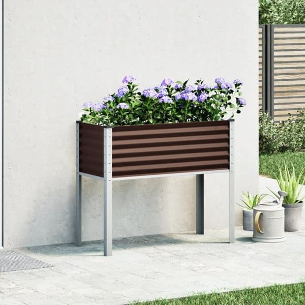 vidaXL Plantekasse brun 100x41x90 cm stål