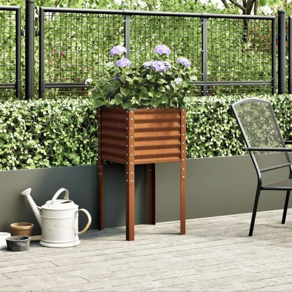 vidaXL Plantekasse 45x45x88 cm oksidert stål