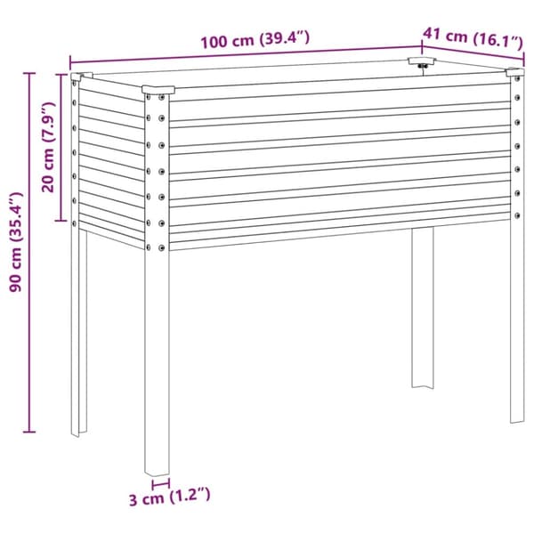 vidaXL Puutarhakukkalaatikko 100x41x90 cm galvanoitu teräs