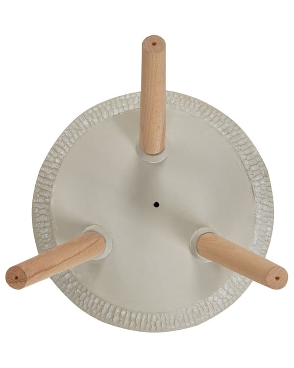Växtställ Beige och Grå Magnesium Rund Massiv Träbas Hög Växtkruka Blomkruka Trästativ Träställning
